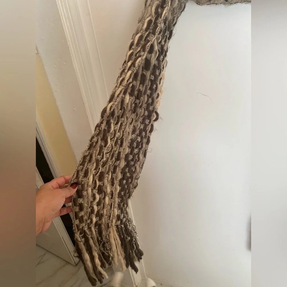 Chic Brown and Cream Woven Scarf
